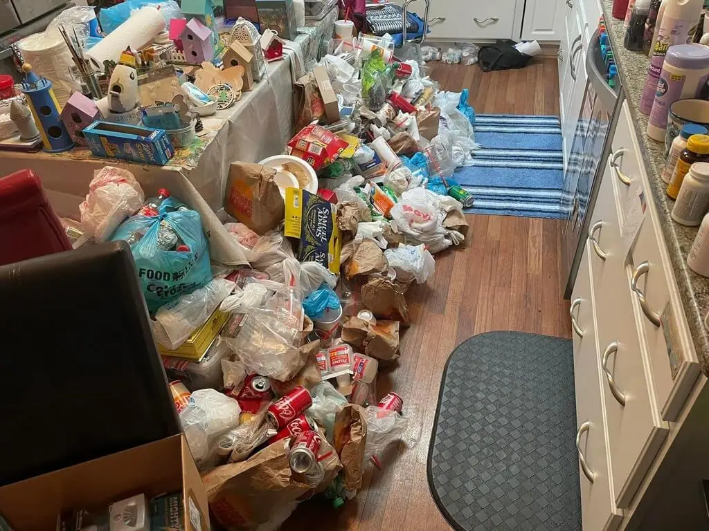 Trash accumulated in Kitchen