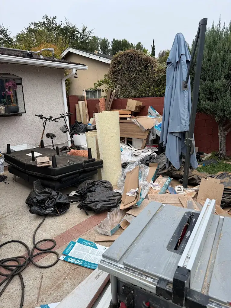 heavy junk outside garage